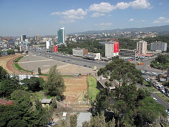 Meskel Square in the center of Addis Ababa, Ethiopia. It is often the site for public gathering, demonstrations and festivals.