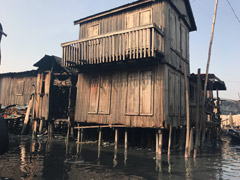 Makoko, a " Floating Slum " or shanty town on stilts in the center of Lagos