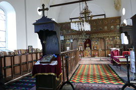 The interior of a church in a typical Bulgarian village
