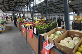 The morning market in the village of Teteven, Bulgaria