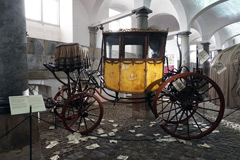 Royal carriages on display in the Stables at Christiansborg Palace